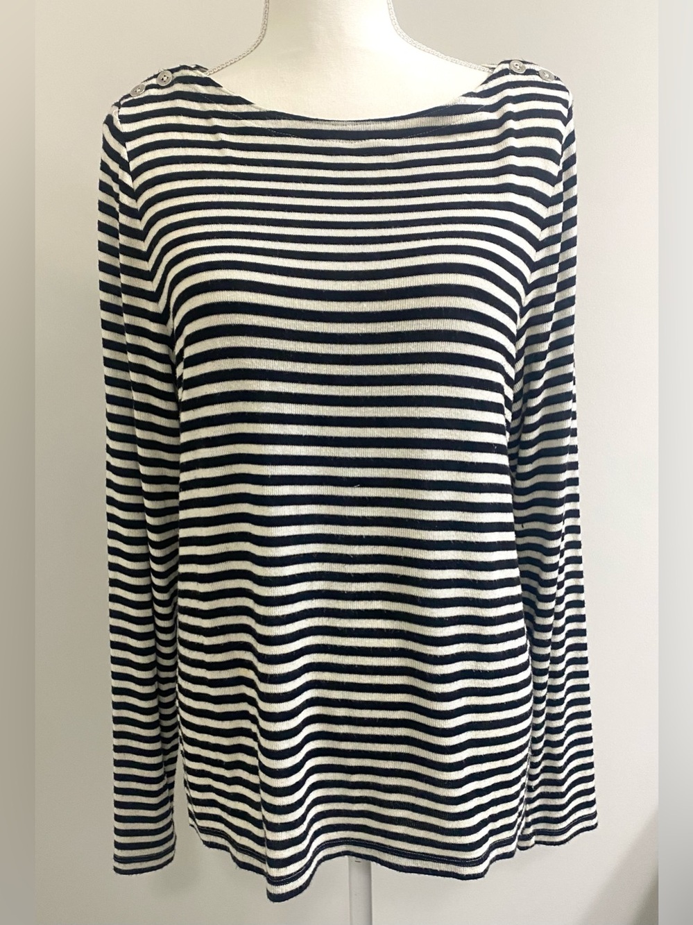 Ralph Lauren Womens XL Black White Striped Lightweight Sweater Preppy Nautical - Picture 13 of 13